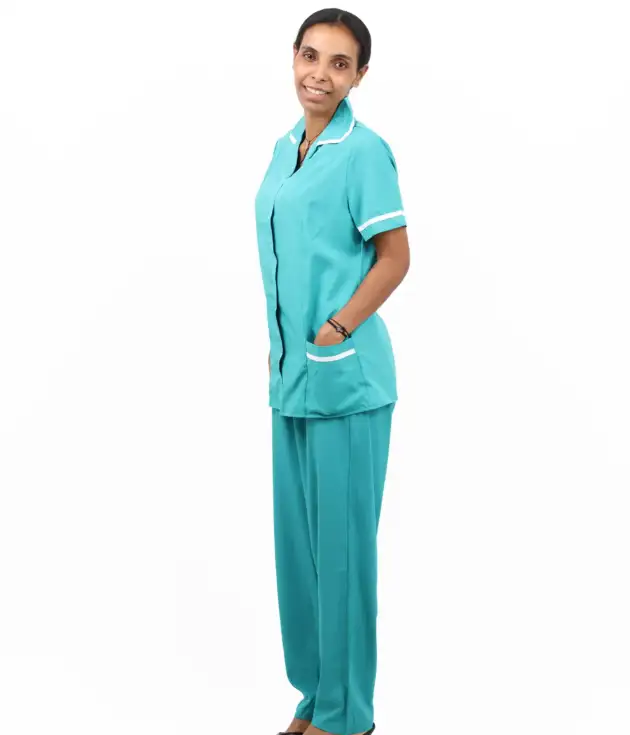 Women’s Short-Sleeve With-Collar Housemaid Uniform Set – Ivy Grey